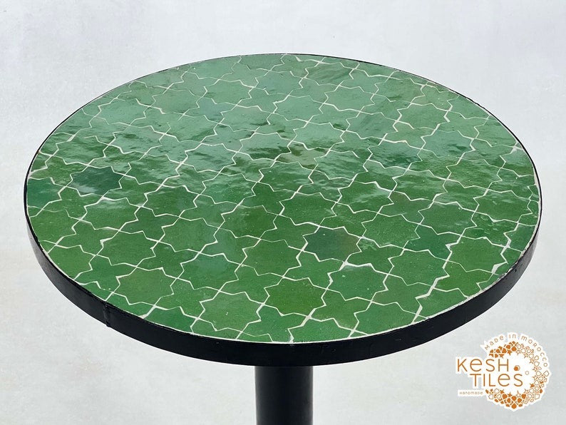 Habib - Green Mosaic Tile Table, Handmade Moroccan Coffee Table