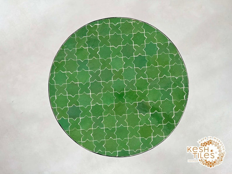 Habib - Green Mosaic Tile Table, Handmade Moroccan Coffee Table