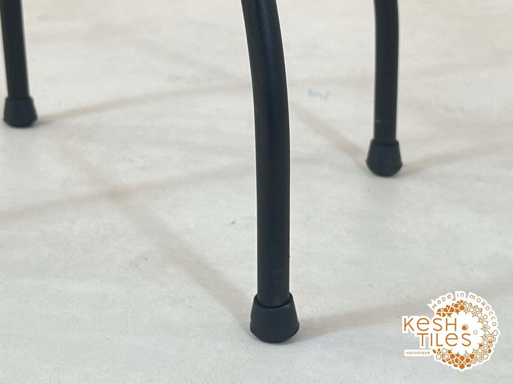 Tighremt - Round Seaweed Green Flower Mosaic Table, Handmade Moroccan Zellige Patio Table