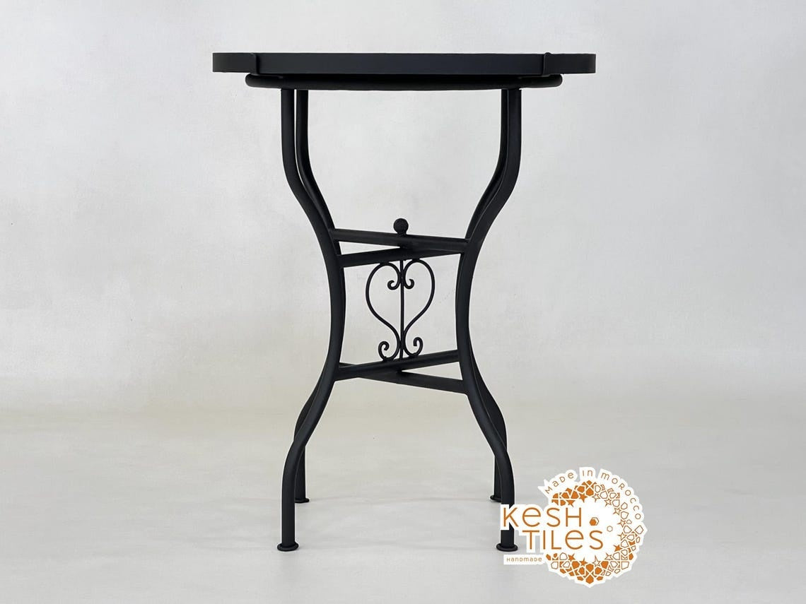 Noor- Green Tamegroute Mosaic Table, Round Handmade Moroccan Table