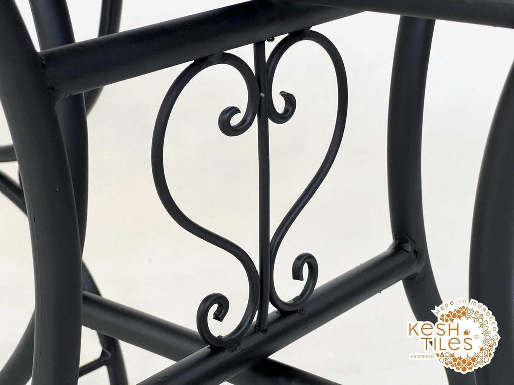 Noor- Green Tamegroute Mosaic Table, Round Handmade Moroccan Table