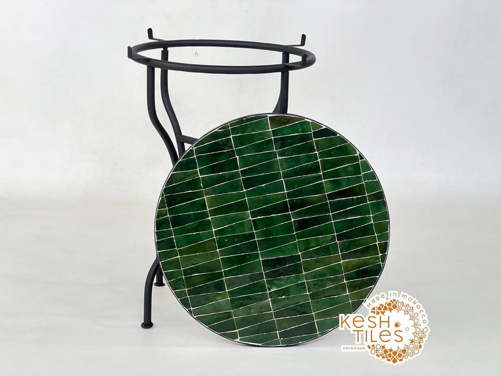 Noor- Green Tamegroute Mosaic Table, Round Handmade Moroccan Table
