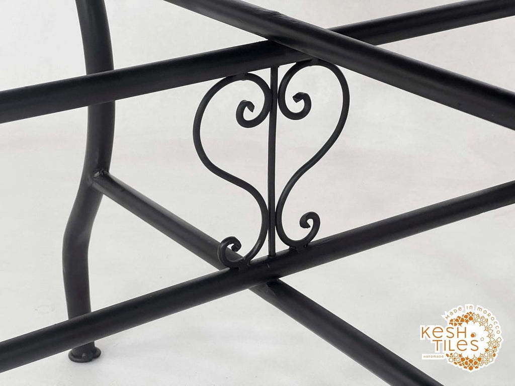 Ghita - Round Yellow and Green Mosaic Table, Moroccan Zellige Patio Coffee Table