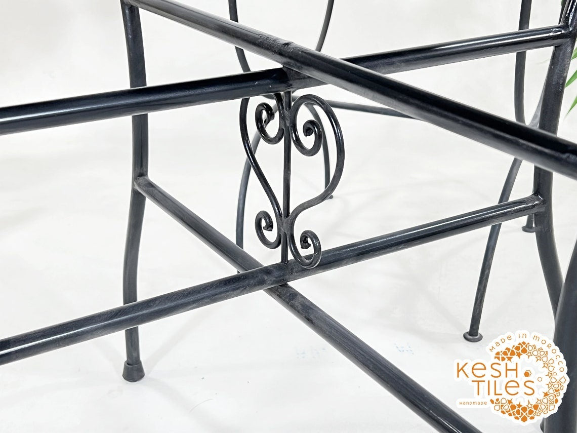 Kawtar - Off-White and Beige Mosaic Table, Round Fish-Scale Tile