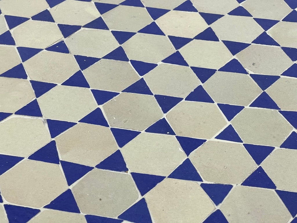 Zahra - Teal and Cyan Blue Mosaic Table, Round Handmade Moroccan Table