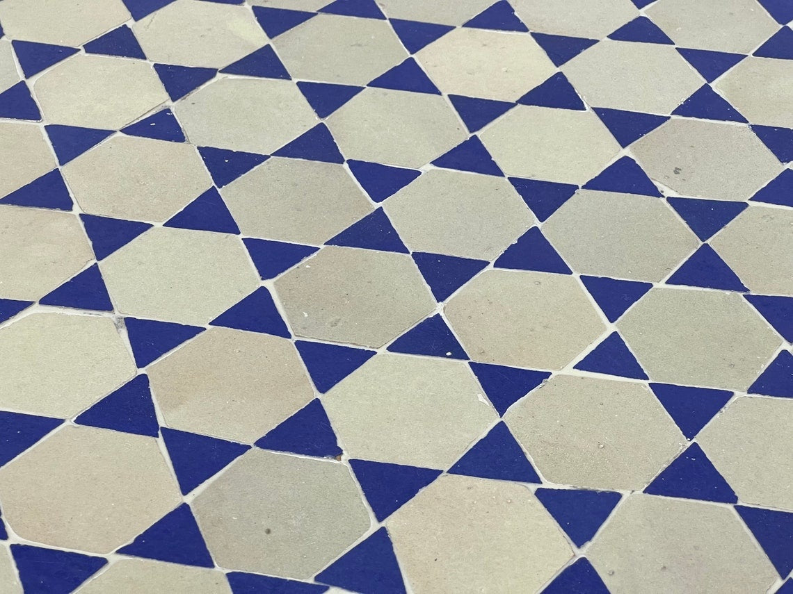 Zahra - Teal and Cyan Blue Mosaic Table, Round Handmade Moroccan Table