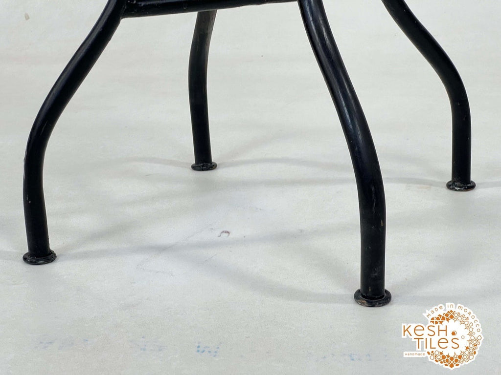 Tanmmirt - White Mosaic Table, Round Handmade Zellige Patio Table