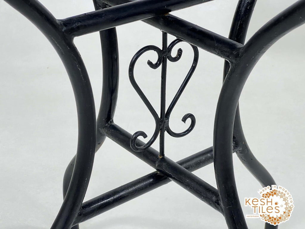 Tanmmirt - White Mosaic Table, Round Handmade Zellige Patio Table