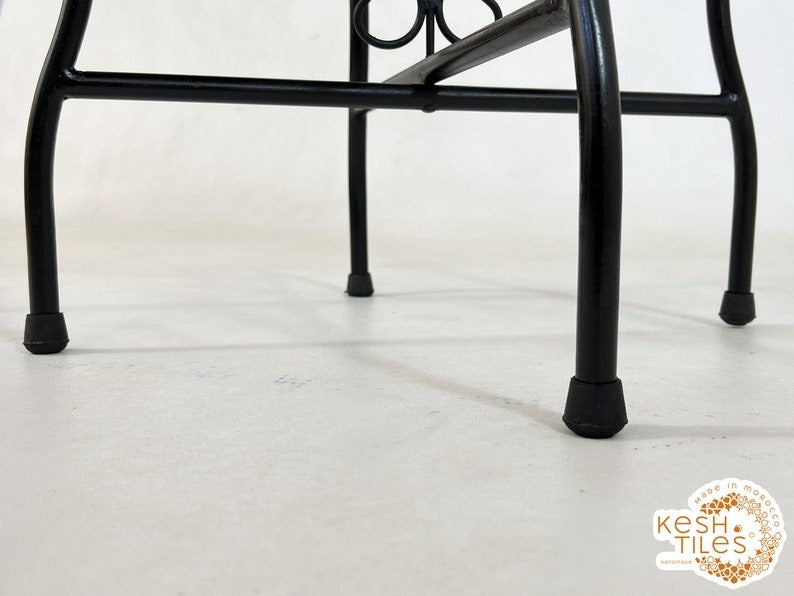 Amellal - Turquoise Mosaic Table, Handmade Moroccan Patio Tile Table