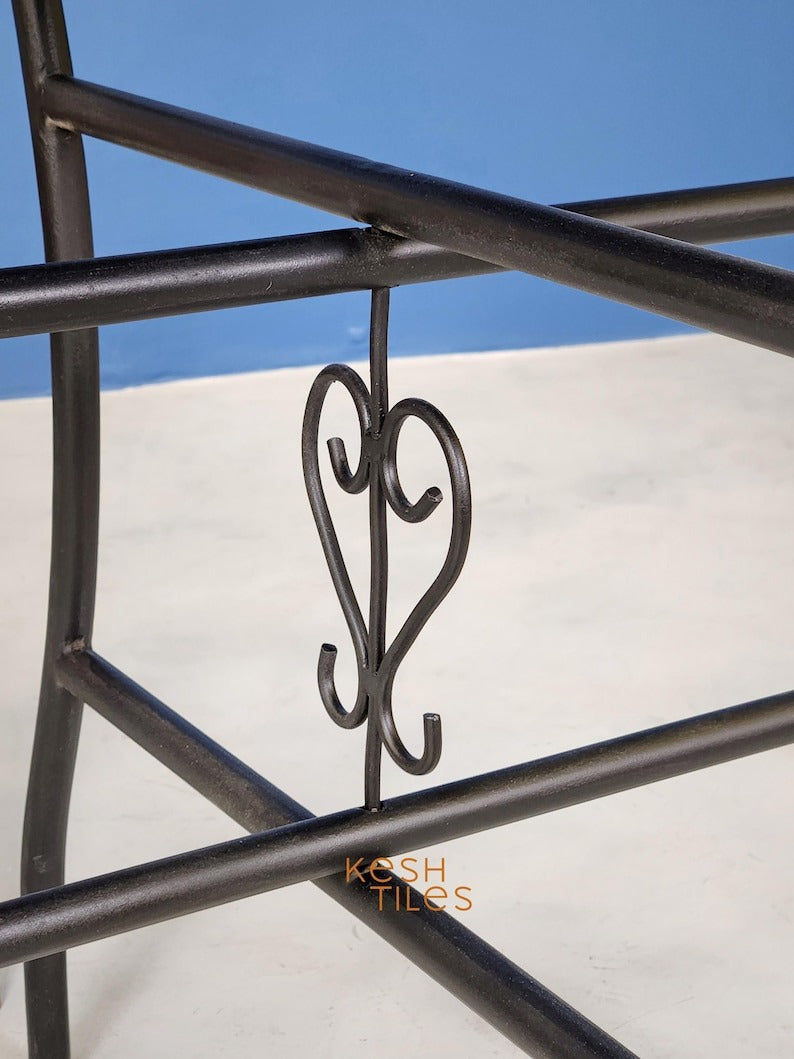 Tafra - Yellow Green Mosaic Table, Handmade Tamegroute Tile Patio Table