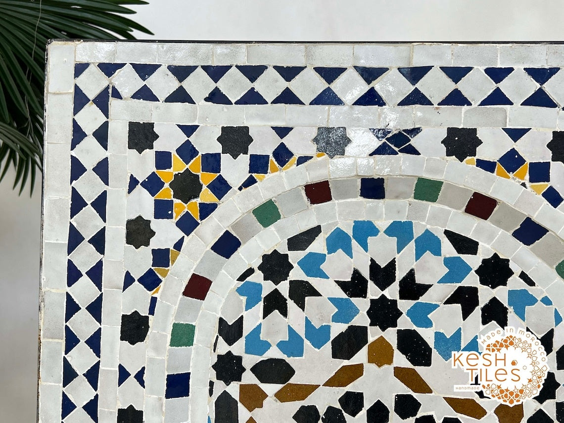 Ilham - Multicolor Mosaic Fountain, 24K Candles Mid Century Zellige