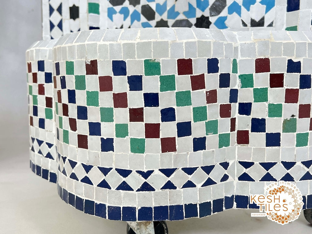 Ilham - Multicolor Mosaic Fountain, 24K Candles Mid Century Zellige