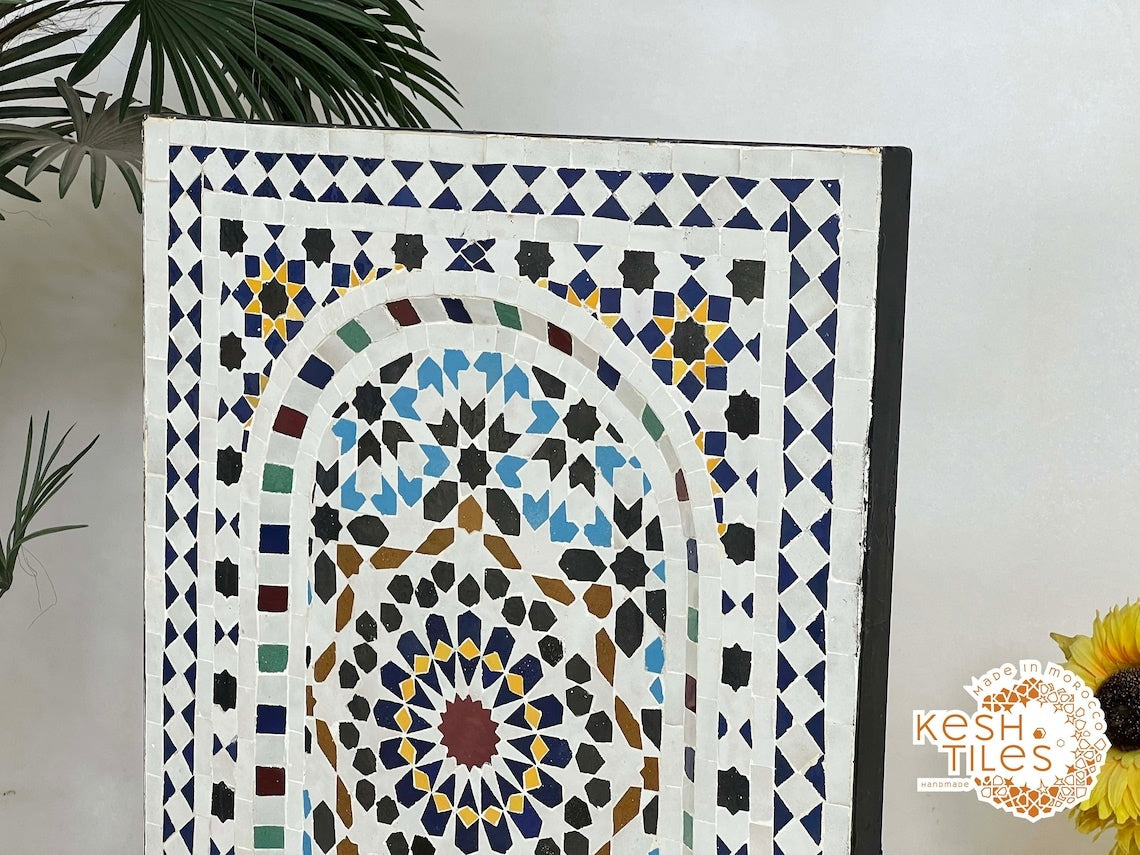 Ilham - Multicolor Mosaic Fountain, 24K Candles Mid Century Zellige