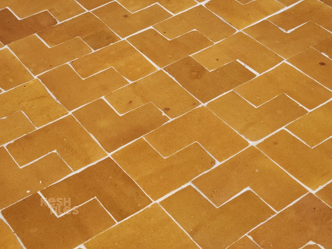 Imane - Mustard Yellow Mosaic Table, Handmade Moroccan Tile Patio Table