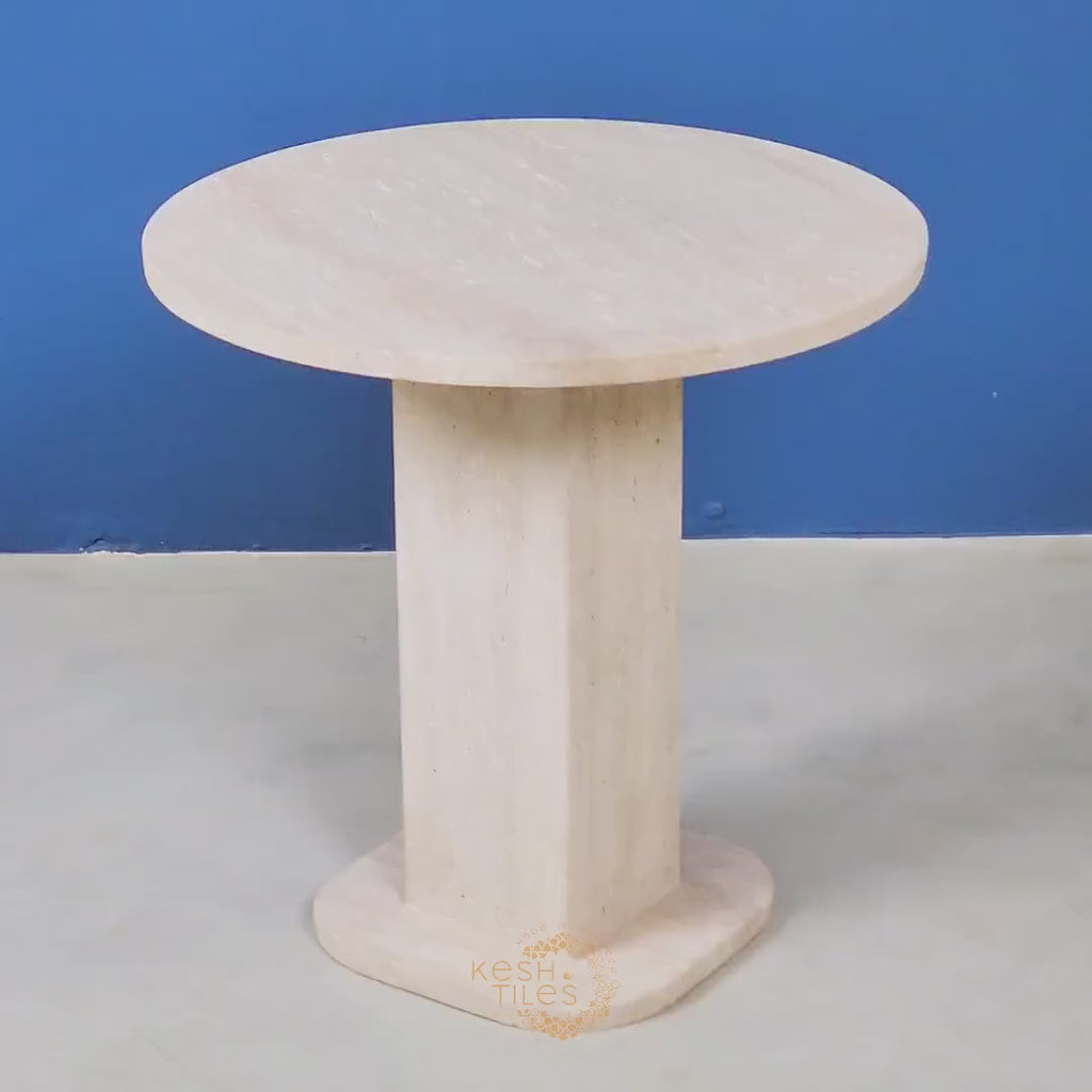 Rawya - Travertine Coffee Table, Handmade Beige Natural Stone Table