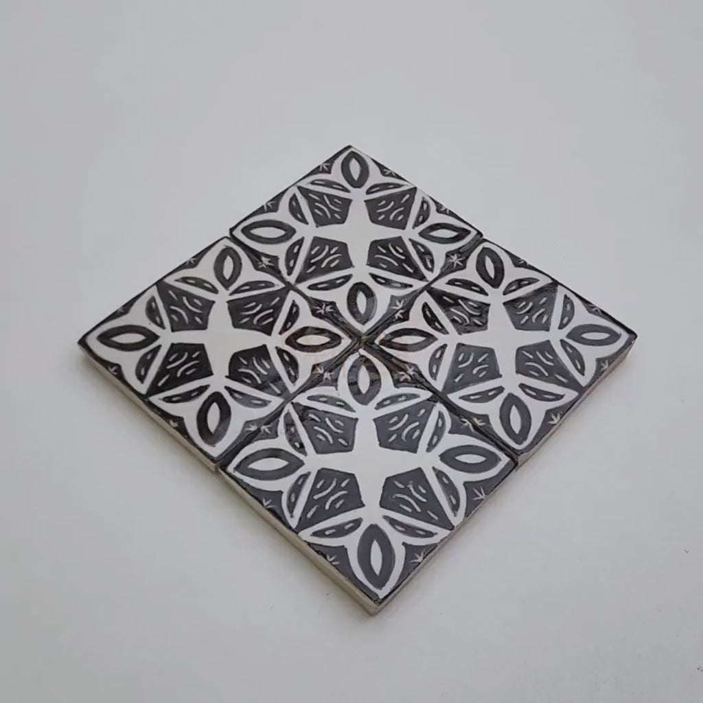 Agharas Black and White Ceramic Tile 4x4