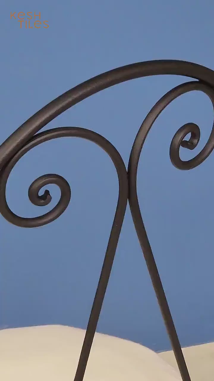 Soufiane - Moroccan Iron Chairs, Handpainted Wrought Seating Set with Cushions