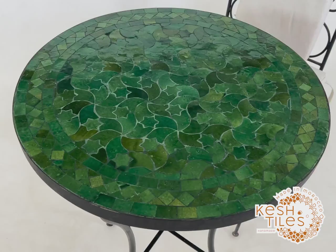 Rif - Handmade Moroccan Mosaic Table – Forest Green Patio Zellige Furniture