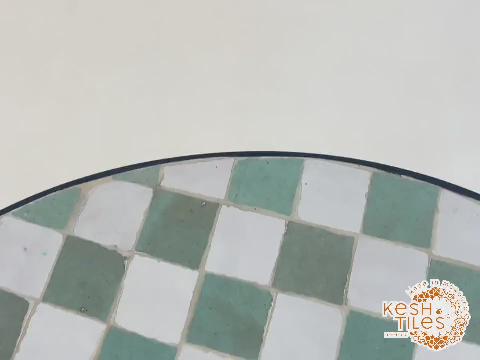 Khala - Round Mosaic Coffee Table, Cascade Handmade Moroccan Tile