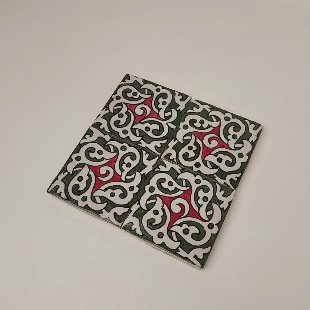 Aghanim Green and Red Ceramic Tile 4x4