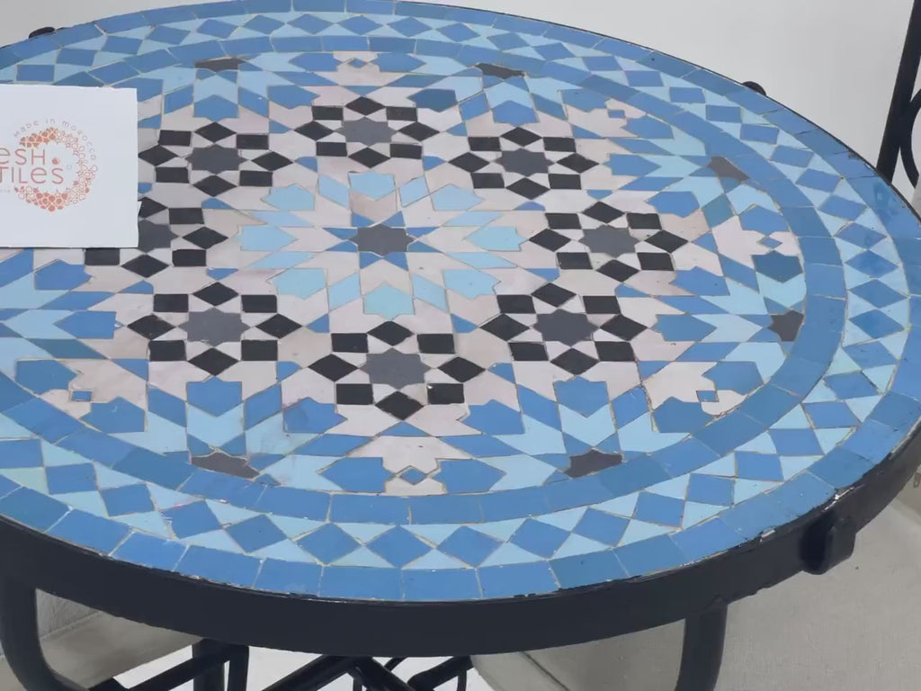 Jamila - Custom Mosaic Table, Handmade Moroccan Tile Patio Table