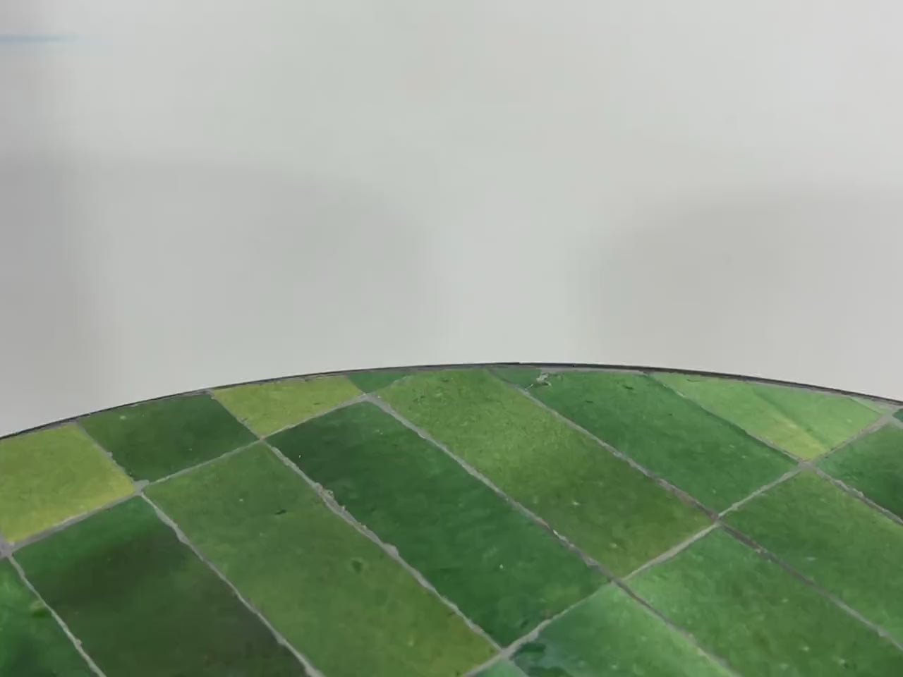 Tamegroute - Handmade Moroccan Mosaic Table: Round Green Zellige Patio Furniture