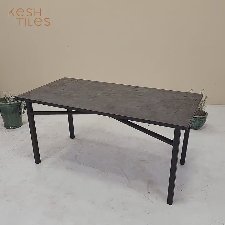 Laila - Black Mosaic Table, Handmade Rectangular Moroccan Zellige Table