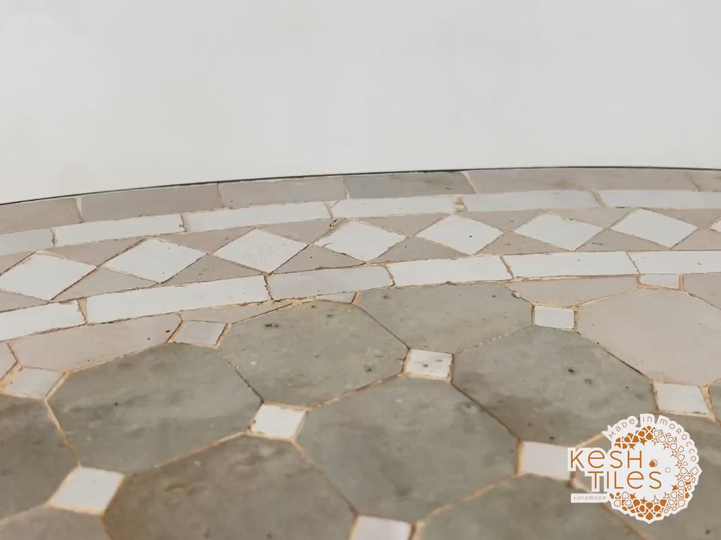 Tiniri - Red and Grey Mosaic Chess Table, Handmade Moroccan Zellige Game Table