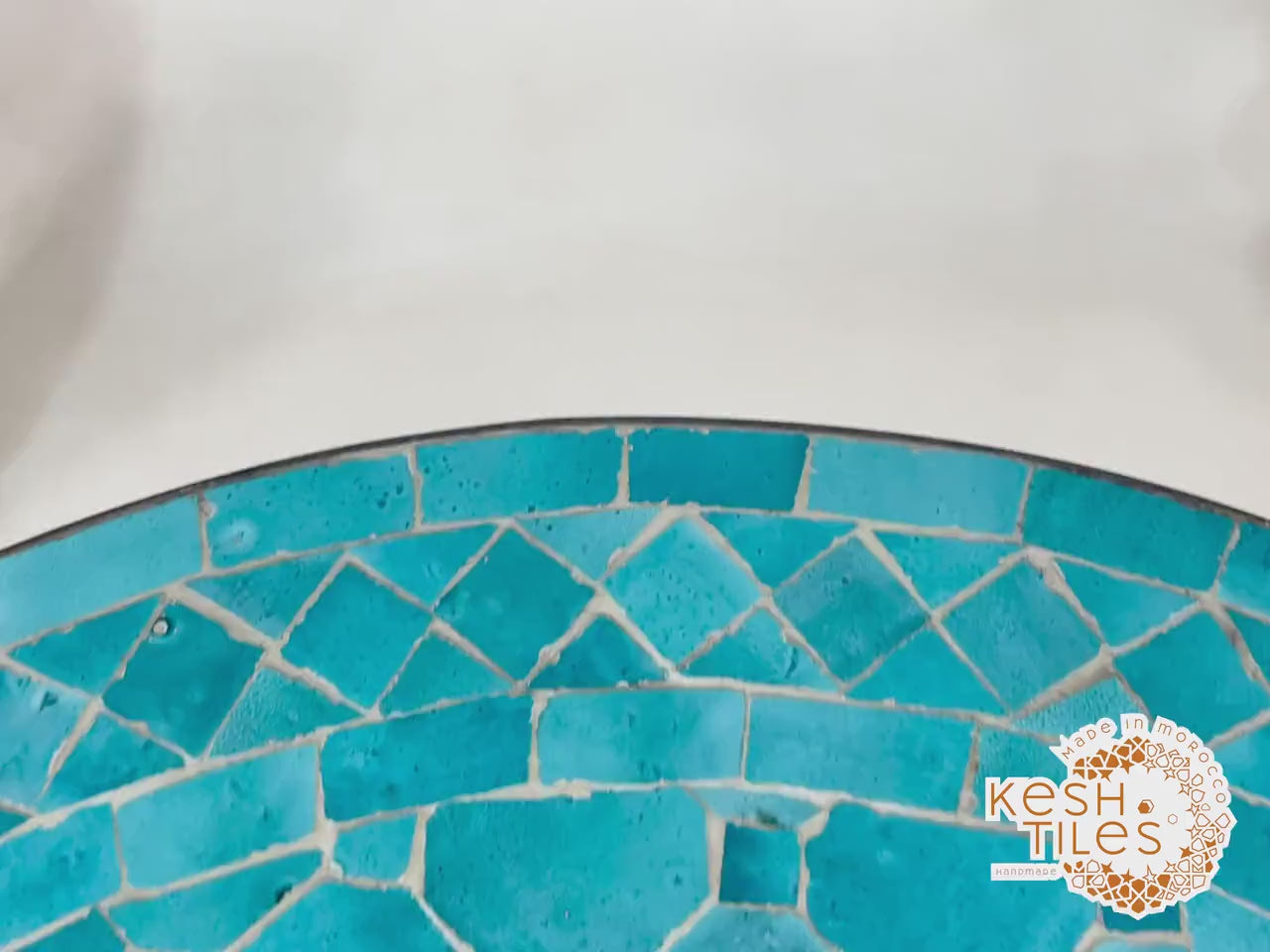 Inaya - Round Blue Mosaic Table, Handmade Moroccan Patio Table
