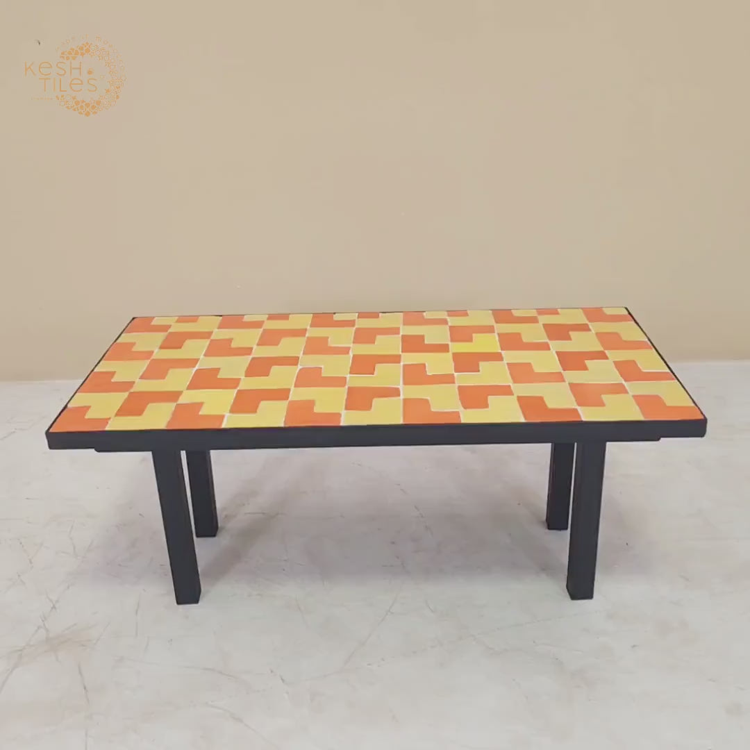 Layoun - Yellow Mosaic Coffee Table, Handmade Moroccan Zellige Low Table