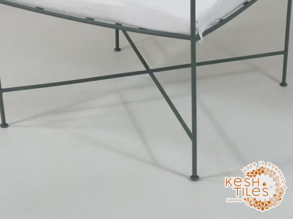 Shadi - Green Wrought Iron Lounge Chair, Handmade Moroccan Provence Style