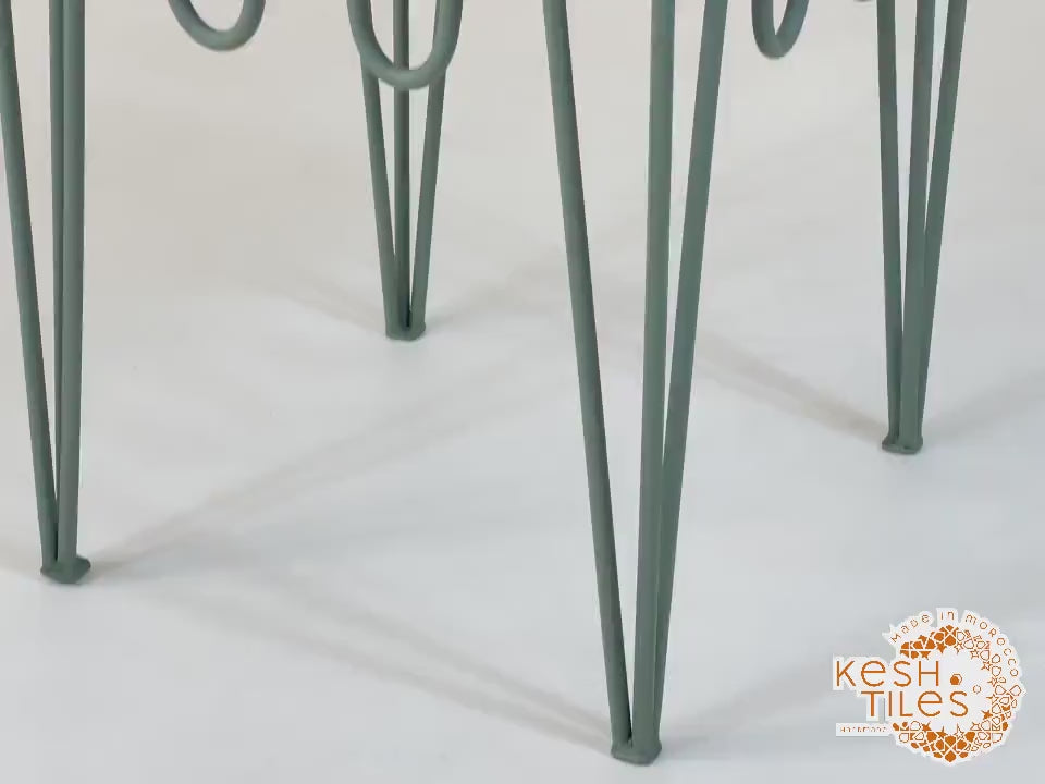 Kian - Moroccan Iron Chair, Handmade Wrought Stool with White Cushion