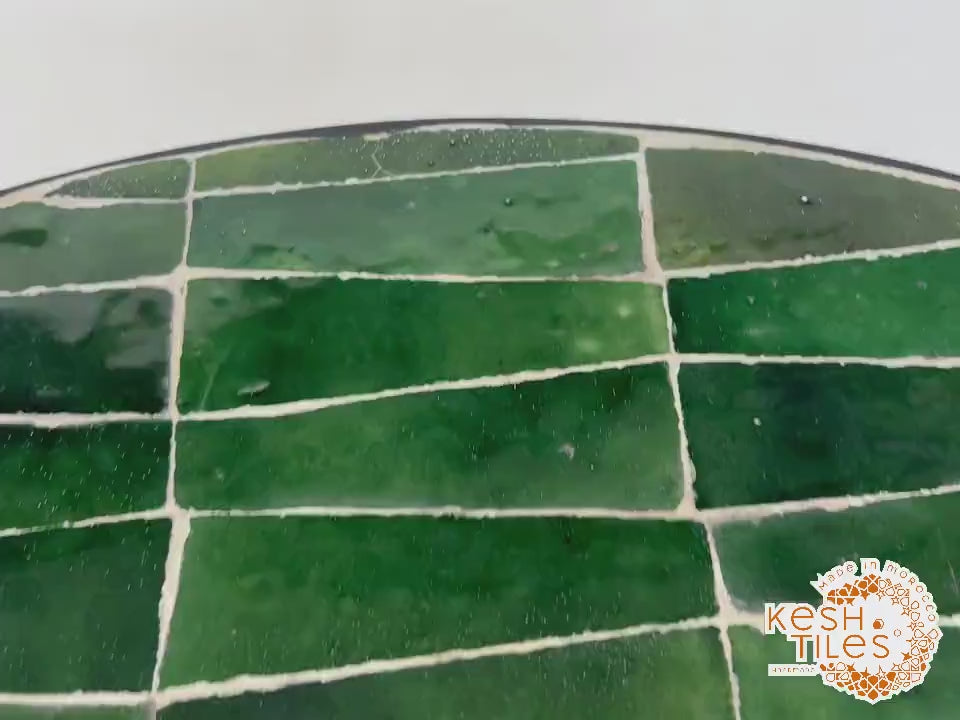 Noor- Green Tamegroute Mosaic Table, Round Handmade Moroccan Table
