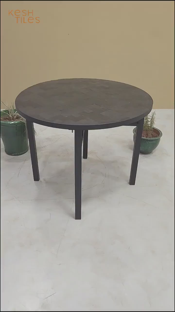 Hilal - Black Mosaic Table, Handmade Moroccan Tile Indoor Outdoor Table