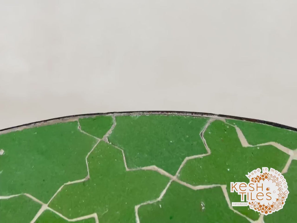 Habib - Green Mosaic Tile Table, Handmade Moroccan Coffee Table