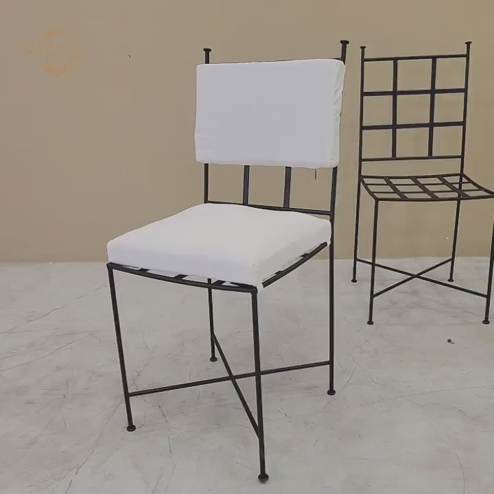 Kourosh - Classic Wrought Iron Chairs Set, Black Handmade Indoor Outdoor Seating