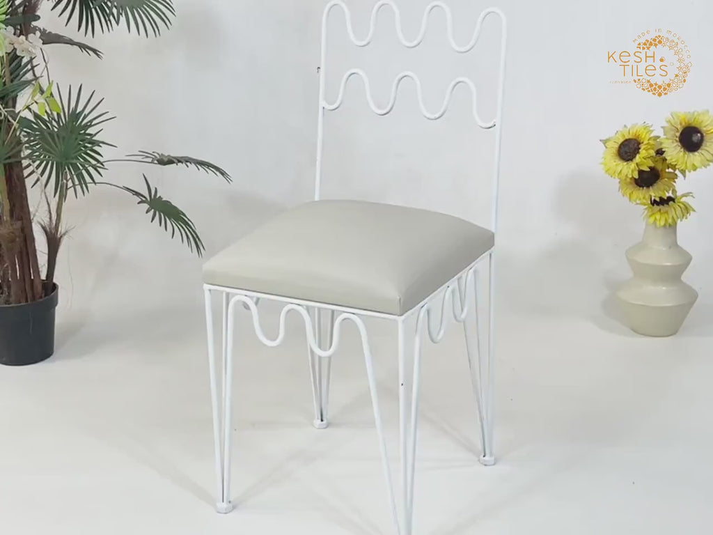 Idir - Moroccan Wrought Iron Chairs, Black Handmade Seating with Leather