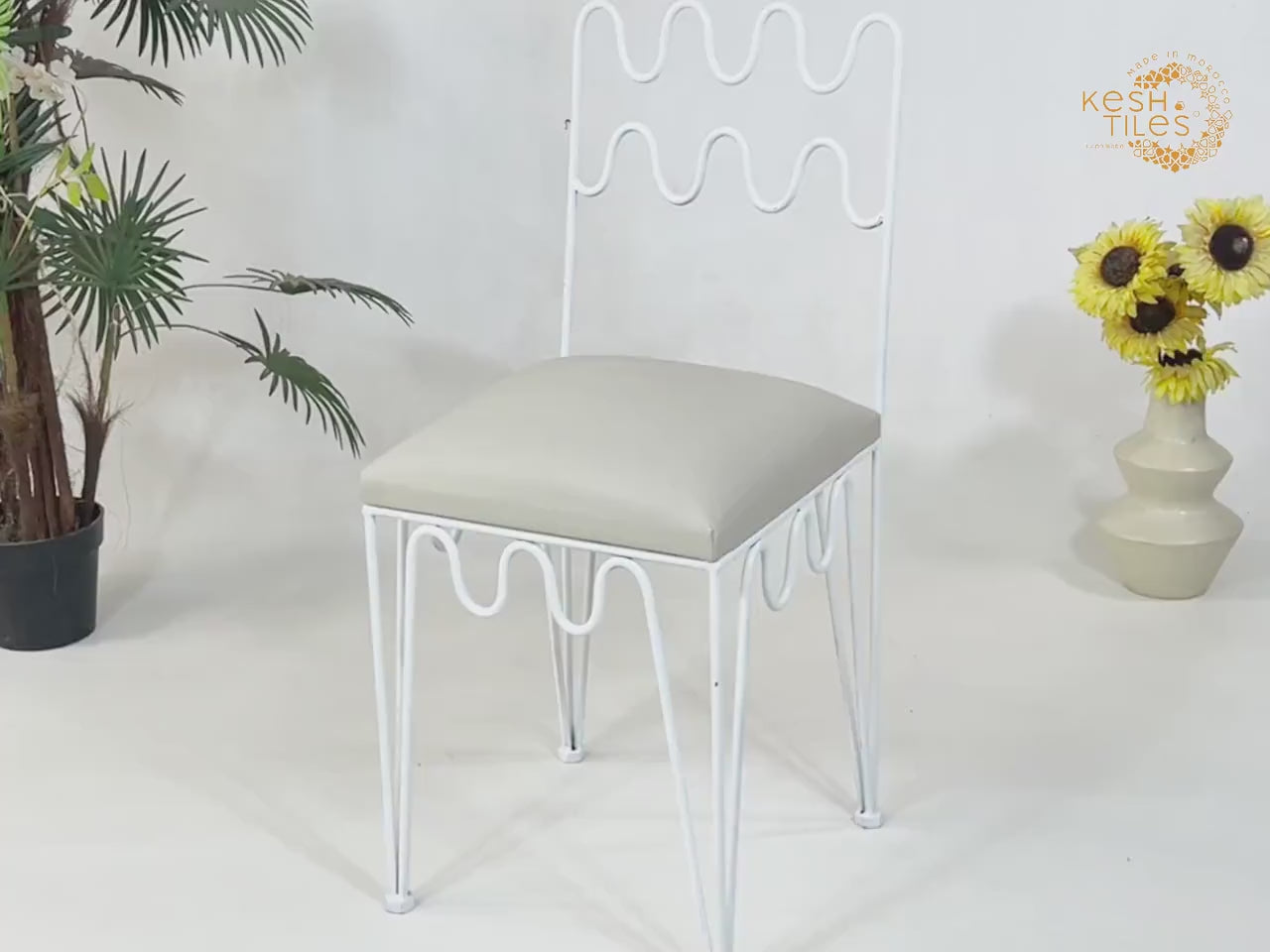 Idir - Moroccan Wrought Iron Chairs, Black Handmade Seating with Leather