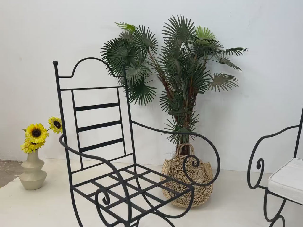 Bahr - Moroccan Wrought Iron Chairs, Black Handmade Bistro Seating