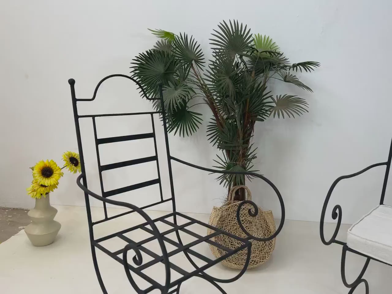 Bahr - Moroccan Wrought Iron Chairs, Black Handmade Bistro Seating