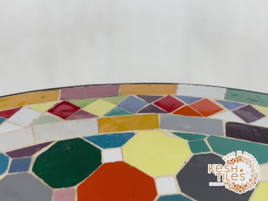 Chella - Custom Colorful Mosaic Table, Handmade Moroccan Patio Table