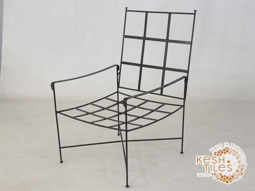 Massin - Handmade Moroccan Iron Lounge Chair, Black Outdoor Provence Seating