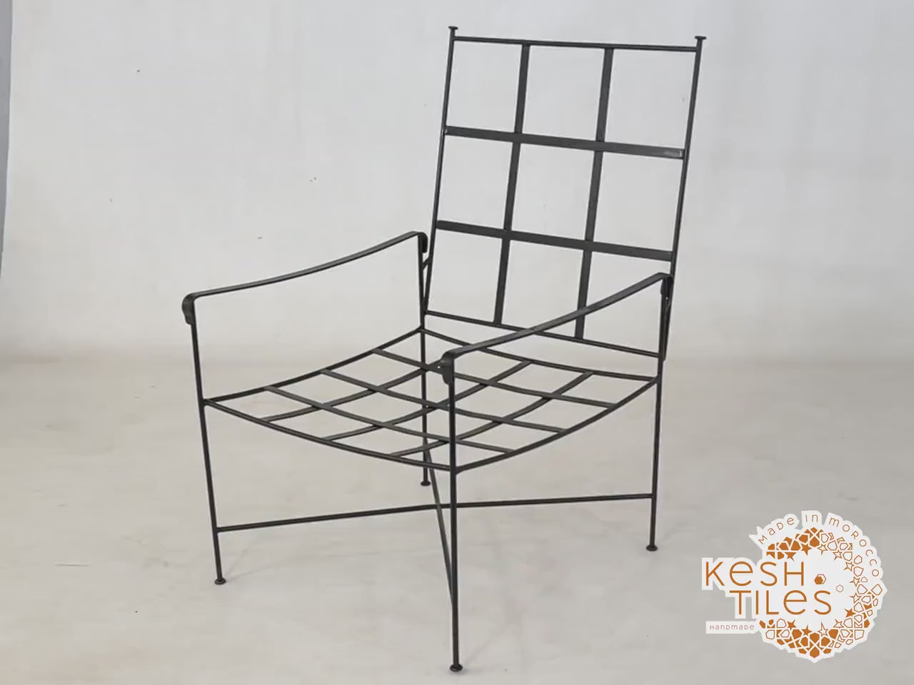 Massin - Handmade Moroccan Iron Lounge Chair, Black Outdoor Provence Seating