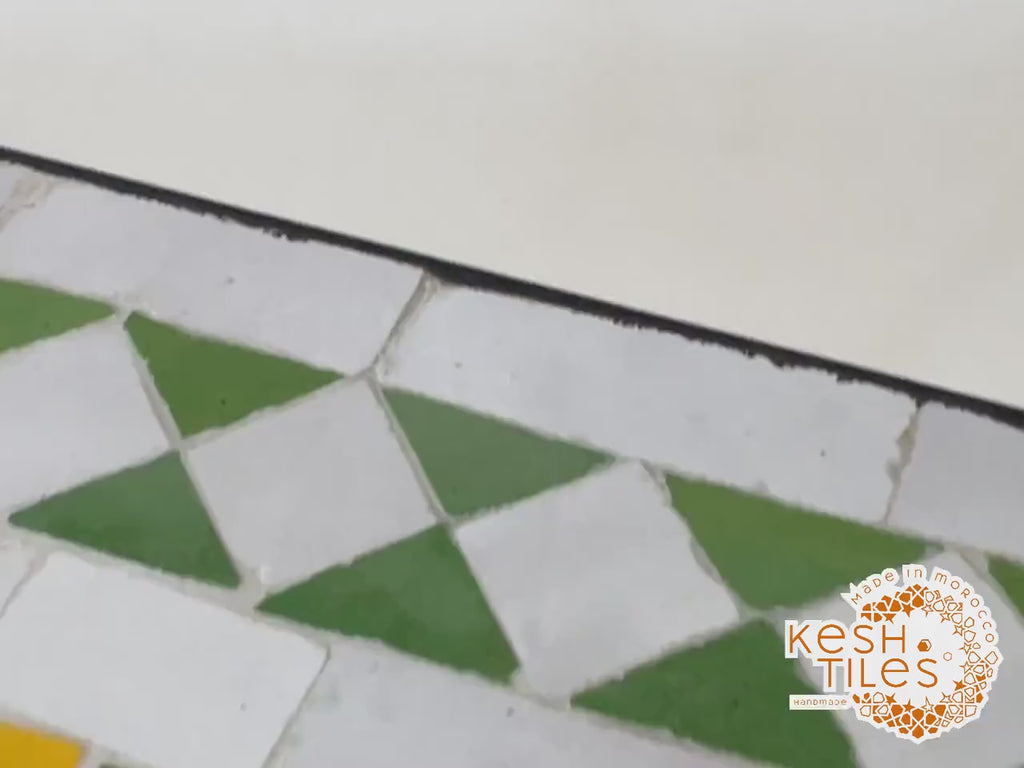 Yanis - Rectangular Mosaic Table, Handmade Moroccan Zellige Tile Table