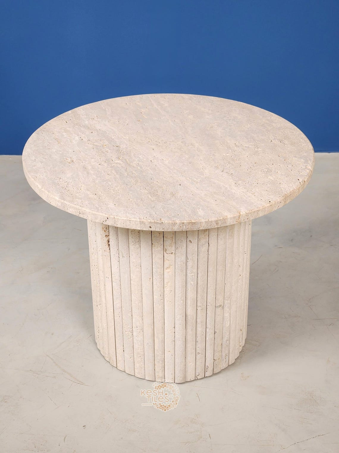 Ramas - Travertine Coffee Table, Handmade Beige Natural Stone Table