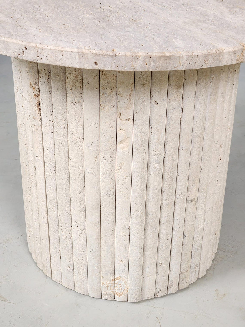 Ramas - Travertine Coffee Table, Handmade Beige Natural Stone Table