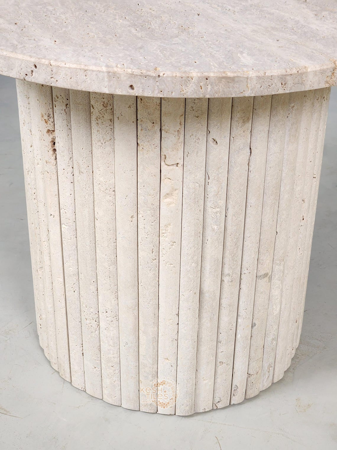 Ramas - Travertine Coffee Table, Handmade Beige Natural Stone Table