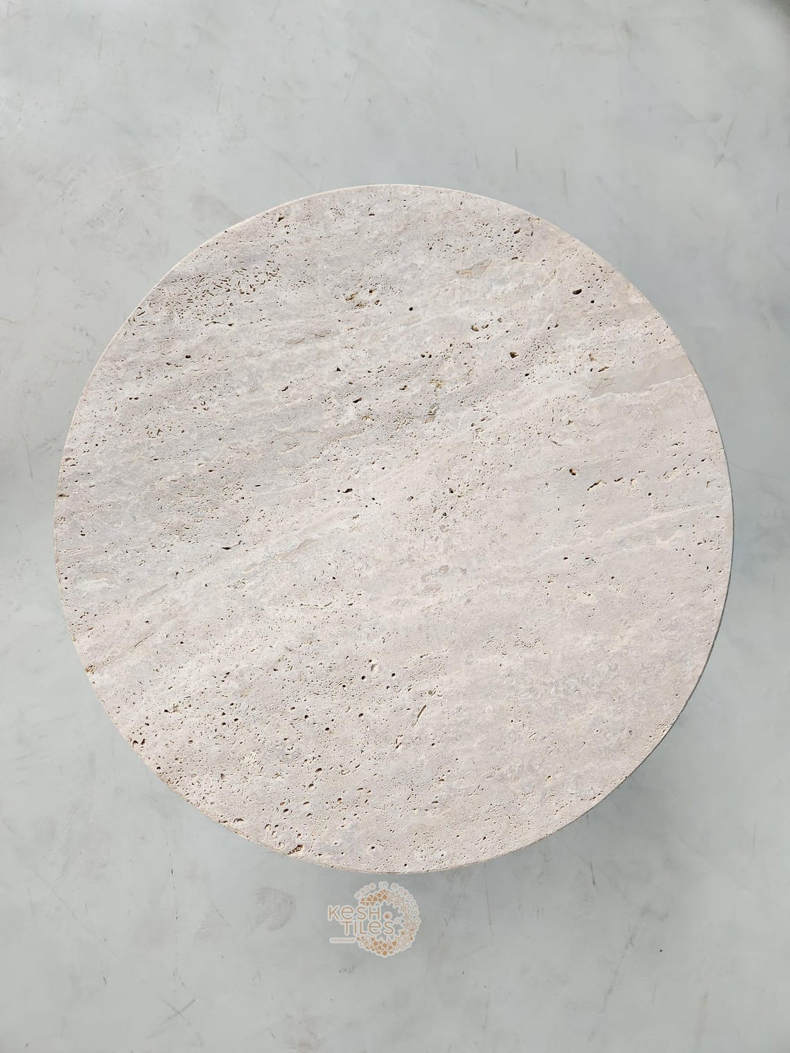 Ramas - Travertine Coffee Table, Handmade Beige Natural Stone Table