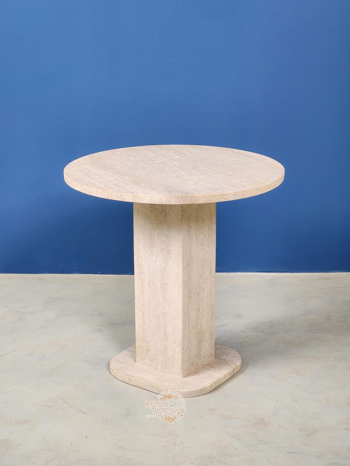 Rawya - Travertine Coffee Table, Handmade Beige Natural Stone Table