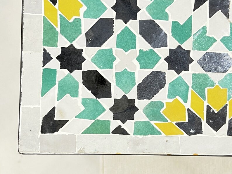 Chams - Rectangular Mosaic Table, Handmade 24K Moroccan Zellige Design